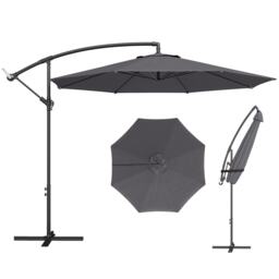 Outsunny 3(m) Garden Banana Parasol Cantilever Umbrella w/ Base, Grey Grey Grey Φ295 x 250H cm
