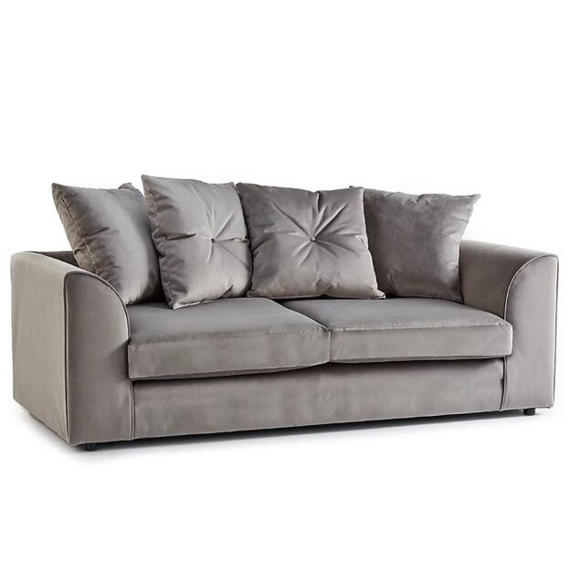 PLUSH VELVET GREY SORRETO 3 SEATER SOFA SUITE