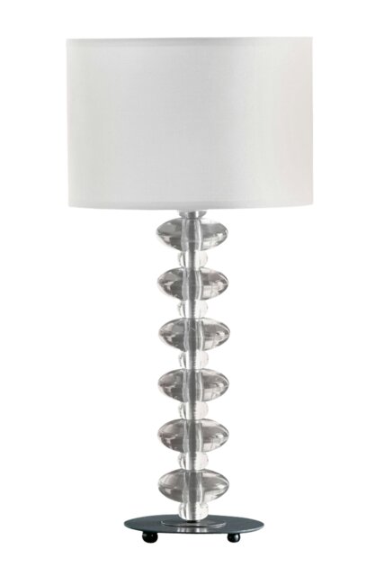Orsina White Fabric Shade Lamp, Ceramic Base with Raised Bobble Design and Glossy White Finish, 40W E14 Bulb