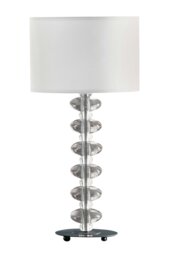 Orsina White Fabric Shade Lamp, Ceramic Base with Raised Bobble Design and Glossy White Finish, 40W E14 Bulb