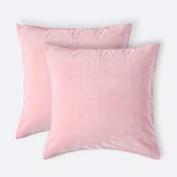 Homescapes Set of 2 Pink Velvet Cushion Covers - 40 x 40 cm Pink Pink 2