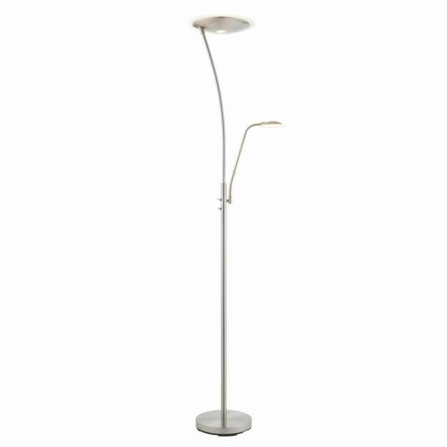 Alassio LED 1 Light Floor Lamp Satin Chrome, And Frosted Plastic