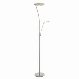 Alassio LED 1 Light Floor Lamp Satin Chrome, And Frosted Plastic