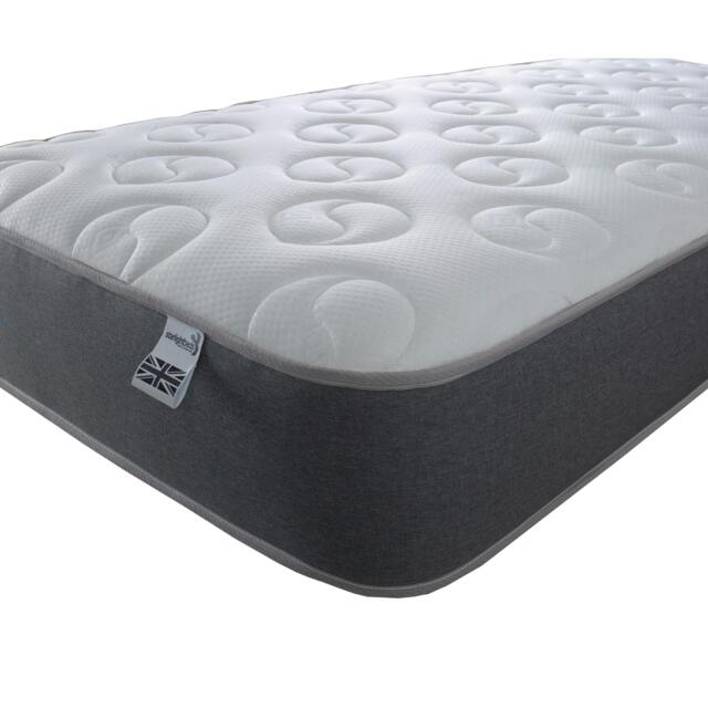 Ying & Yang Hybrid Mattress - 20cm Deep, Premium Sprung & Memory Foam Support Grey European Single