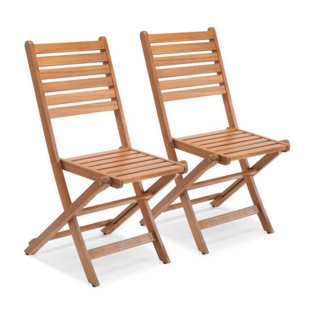 Vonhaus Cannes Acacia Hardwood Folding Wooden Garden Chairs Set of 2