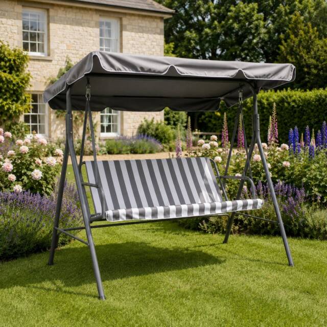 OHS 3 Seater Garden Swing Bench Chair Outdoor Hanging Seat Sun Shade