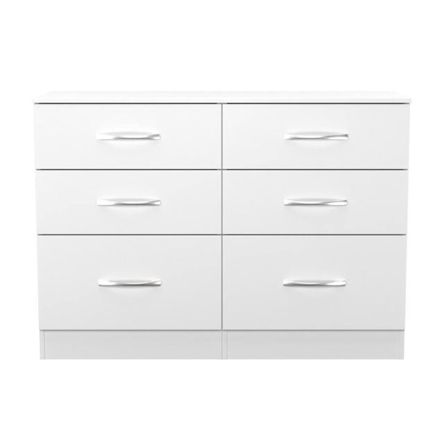 Hampshire 6 Drawer Wide Chest of Drawers in White Matt (Ready Assembled) White White Matt