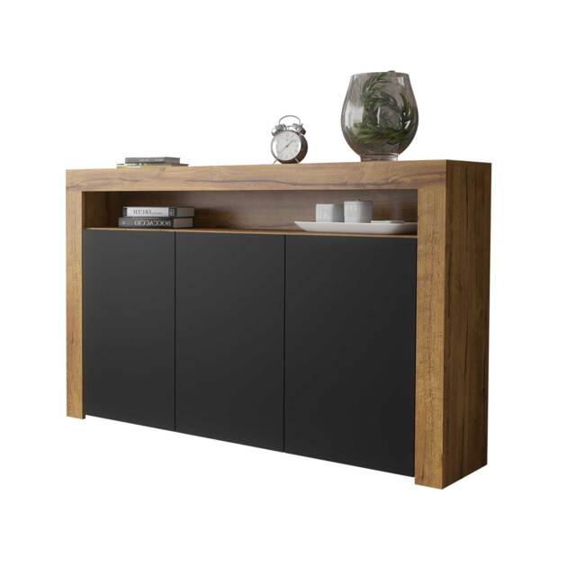 Sideboard TV Unit TV Stand Oak Black Storage Cabinet Media Console Cupboard 155cm