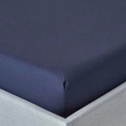 Homescapes Navy Blue Egyptian Cotton Fitted Sheet 200 TC, Small Double Blue Small Double