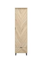 Stockholm Chevron 1 Door Wardrobe - Engineered Wood - L58 x W50 x H190 cm - Sonoma Oak/Black Matte Brown