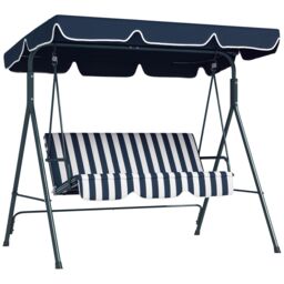 Outsunny Outdoor 3-person Porch Swing Chair with Adjustable Canopy Blue, White Multi Blue and White