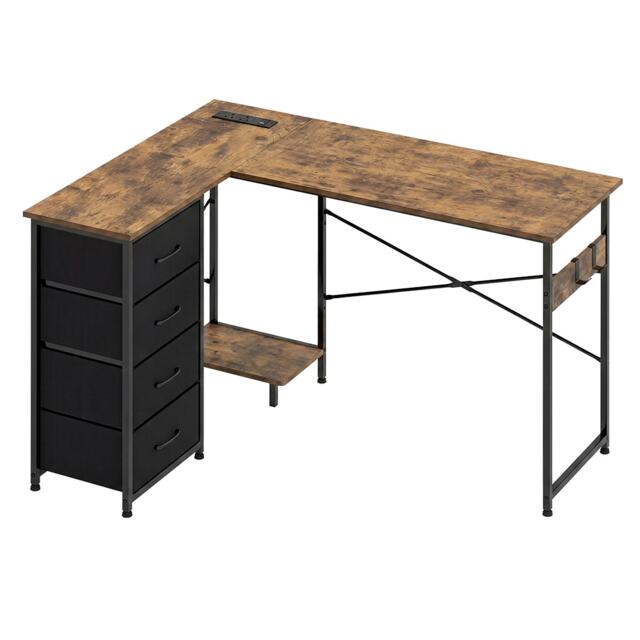 Levede Reversible L-shaped Corner Desk 4 Drawers for Office or Gaming