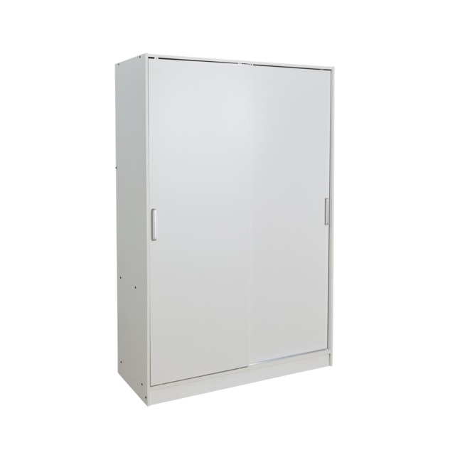 Raya Wardrobe Two Sliding Doors Hanging Rail Storage Solution White