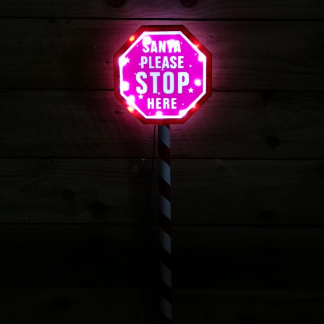 80cm Premier Christmas Outdoor Santa Stop Here Sign with Warm White LEDs