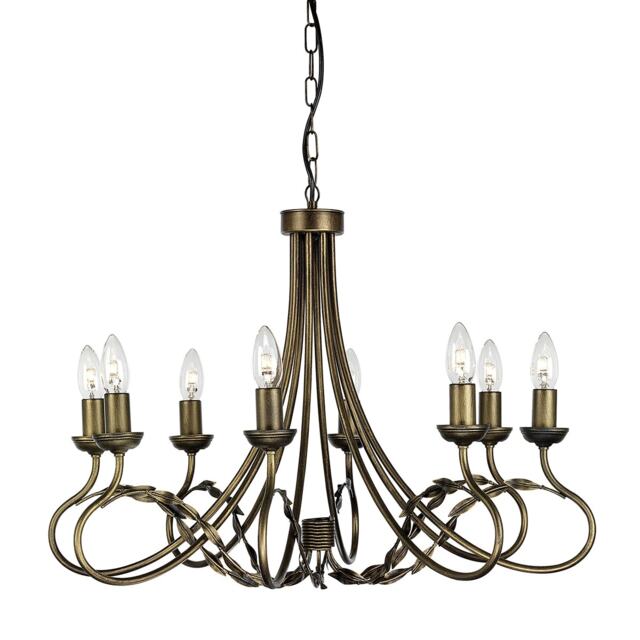 Olivia 8 Light Chandelier Black, Gold Finish, E14