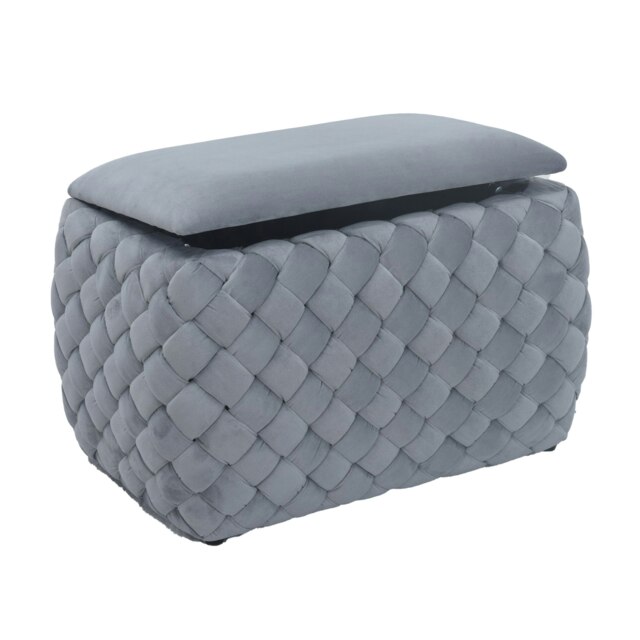 Plumeo Velvet Storage Ottoman - Grey
