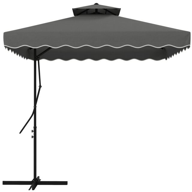 Outsunny 2.5m Cantilever Garden Parasol Umbrella with Cross Base, Grey