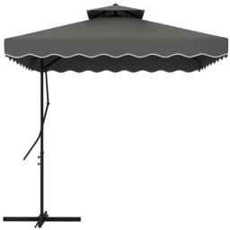 Outsunny 2.5m Square Cantilever Garden Parasol Umbrella with Cross Base, Grey