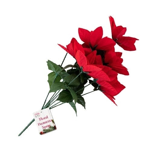 Artificial Poinsettia Flower Christmas Spray Decoration 40cm