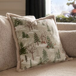 Furn Forest Festivities Printed Cushion Cream Natural