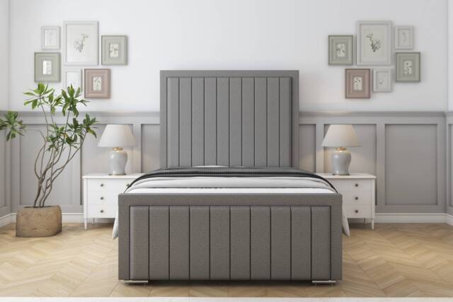 "Sloomy Richmond Pewter Dumfries Bed Frame With Mattress With 50"" Upholstered Headboard 3' Single"
