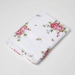 Homescapes Floral Printed White Bath Towel Cotton