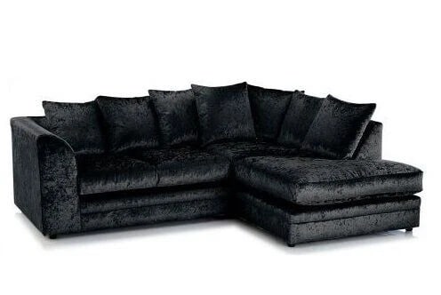 CHICAGO RIGHT HAND CRUSED VELVET CORNER SOFA IN BLACK