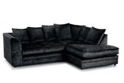 CHICAGO RIGHT HAND CRUSED VELVET CORNER SOFA IN BLACK