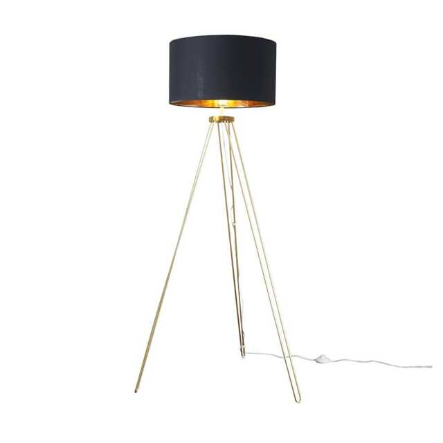 ValueLights Aero Gold Hairpin Design Tripod Floor Lamp Black Gold Shade