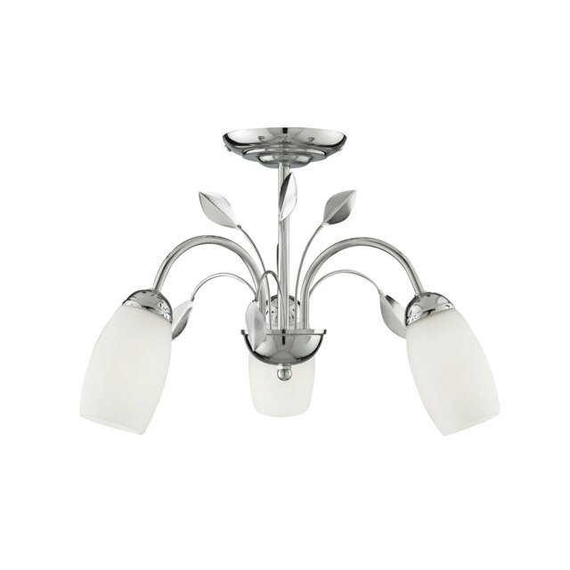 3Lt Ceiling Semi-Flush - Chrome, White Glass Shade