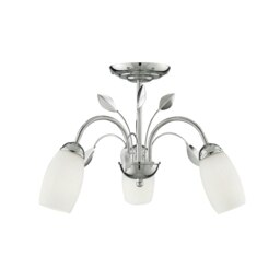 3Lt Ceiling Semi-Flush - Chrome, White Glass Shade