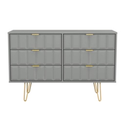 Metro 6 Drawer Wide Chest of Drawers in Dusk Grey (Ready Assembled) Grey Dusk Grey