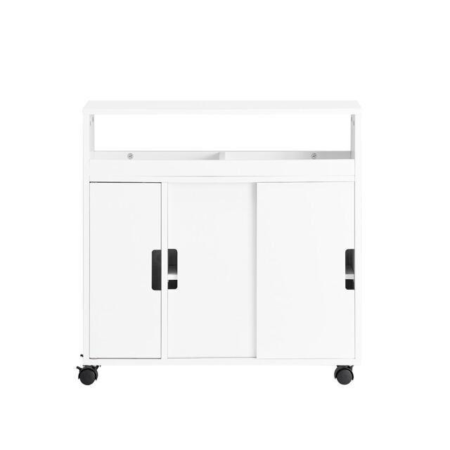 SoBuy Bathroom Toilet Paper Storage Cabinet with Sliding Doors, White, 27.5 x 7.9 x 27.9 in, 12.8 kg - BZR02-W