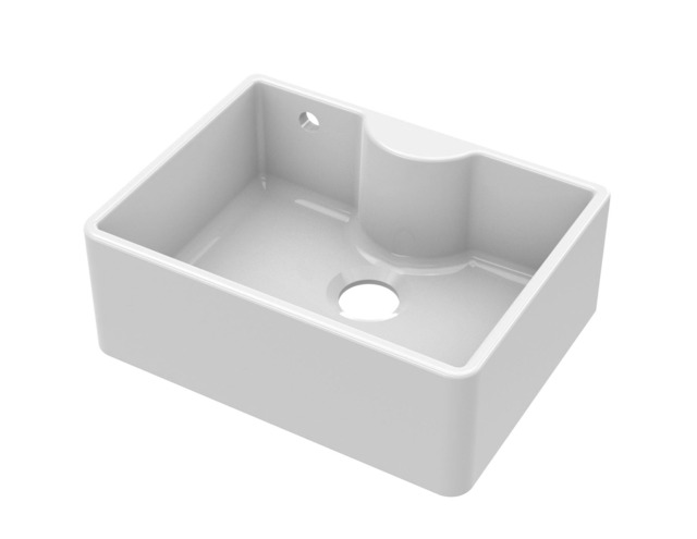 Balterley Single Bowl Butler Kitchen Sink - with Tap Ledge, Overflow White White 1