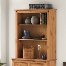 Mercers Furniture Corona Small Dresser Top Open Kitchen Storage Shelving Display Wooden Sideboard Top Solid Wood Pine with Mexican Styling