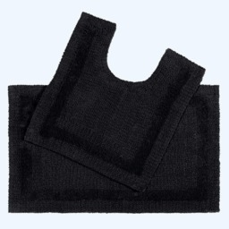 Homescapes Luxury Reversible Cotton Bath Mat Set Black
