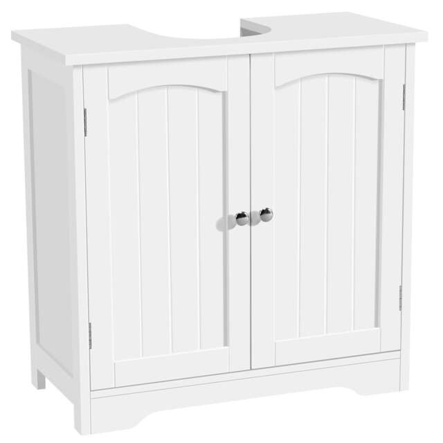 Yaheetech Wooden Bathroom Cabinet with Precut Sink Hole Grey White