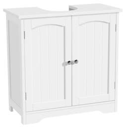 Yaheetech Wooden Bathroom Cabinet with Precut Sink Hole Grey White