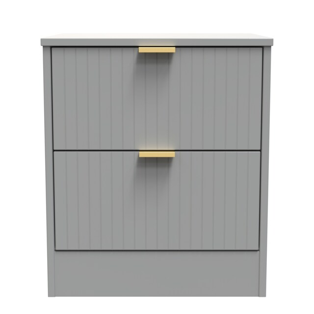 Denver 2 Drawer Compact Bedside Cabinet in Dusk Grey (Ready Assembled) Grey Dusk Grey