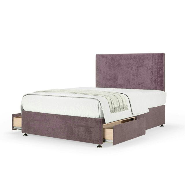 Neptune Spring Mauve Naples Velvet 2 Drawer Divan Set And Valencia Headboard Single