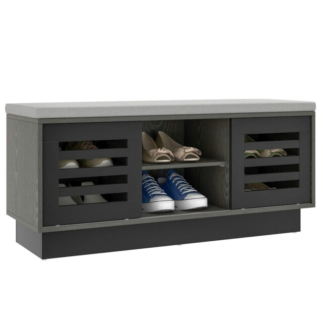 COSTWAY Wooden Shoe Bench Shoe Storage Organizer Brown Brown