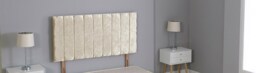 "Cream Crushed Velvet 9 Panel Headboard Cream 5FT King 26""inch Headboard"
