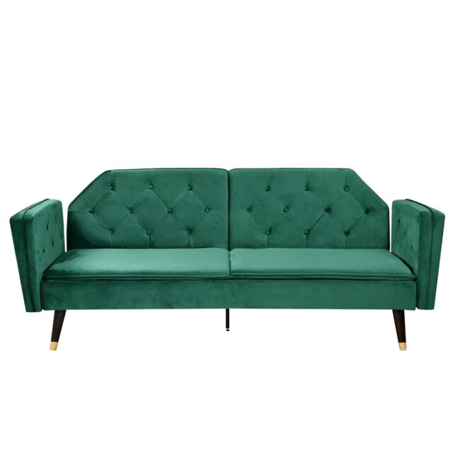 Plush Velvet Tufted Sofa Bed In Green