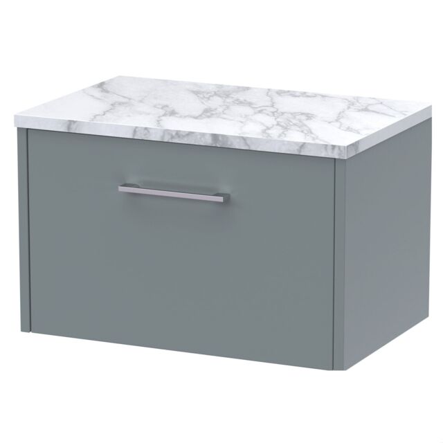 Balterley Winshill Contemporary 1 Drawer Wall Hung Vanity Unit with Laminate Worktop, Grey, 600mm