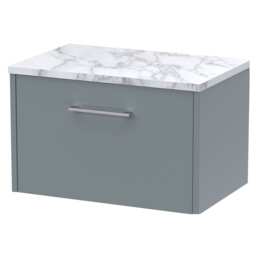 Balterley Winshill Contemporary 1 Drawer Wall Hung Vanity Unit with Laminate Worktop, Grey, 600mm