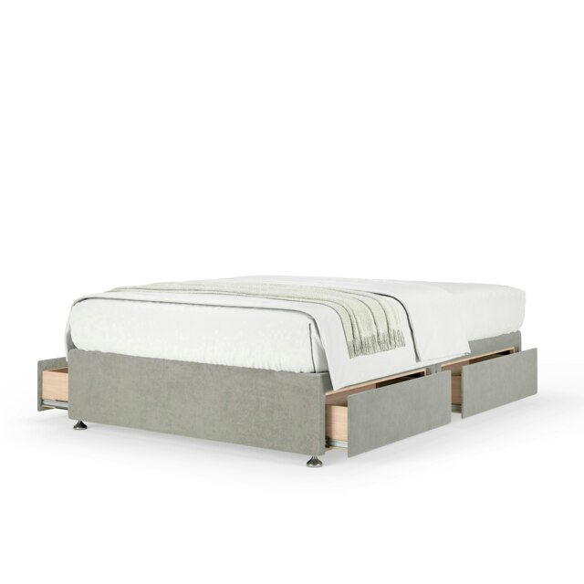 Majestic 1000 Pocket Sprung Seal Grey Naples Velvet 4 Drawer Divan Set Double