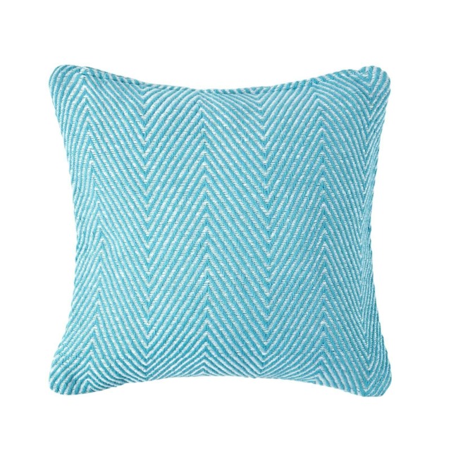 Homescapes Cotton Teal Halden Chevron Cushion Cover - 60 x 60 cm Blue Teal 60 x 60 cm