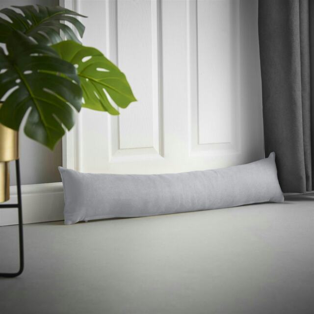 Velvet Chenille Draught Excluder - 90cm x 15cm x 15cm - Silver