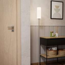 EGLO Troy 3 White Satin Nickel Steel & Glass Floor Lamp