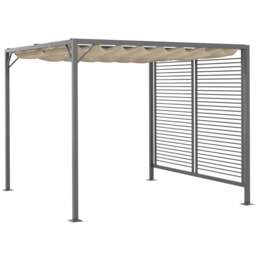 Outsunny 2.8 x 3m Metal Outdoor Pergola with Retractable Roof, Outdoor Gazebo Canopy Shelter with Grommet Holes for Garden, Patio, Lawn, Beige